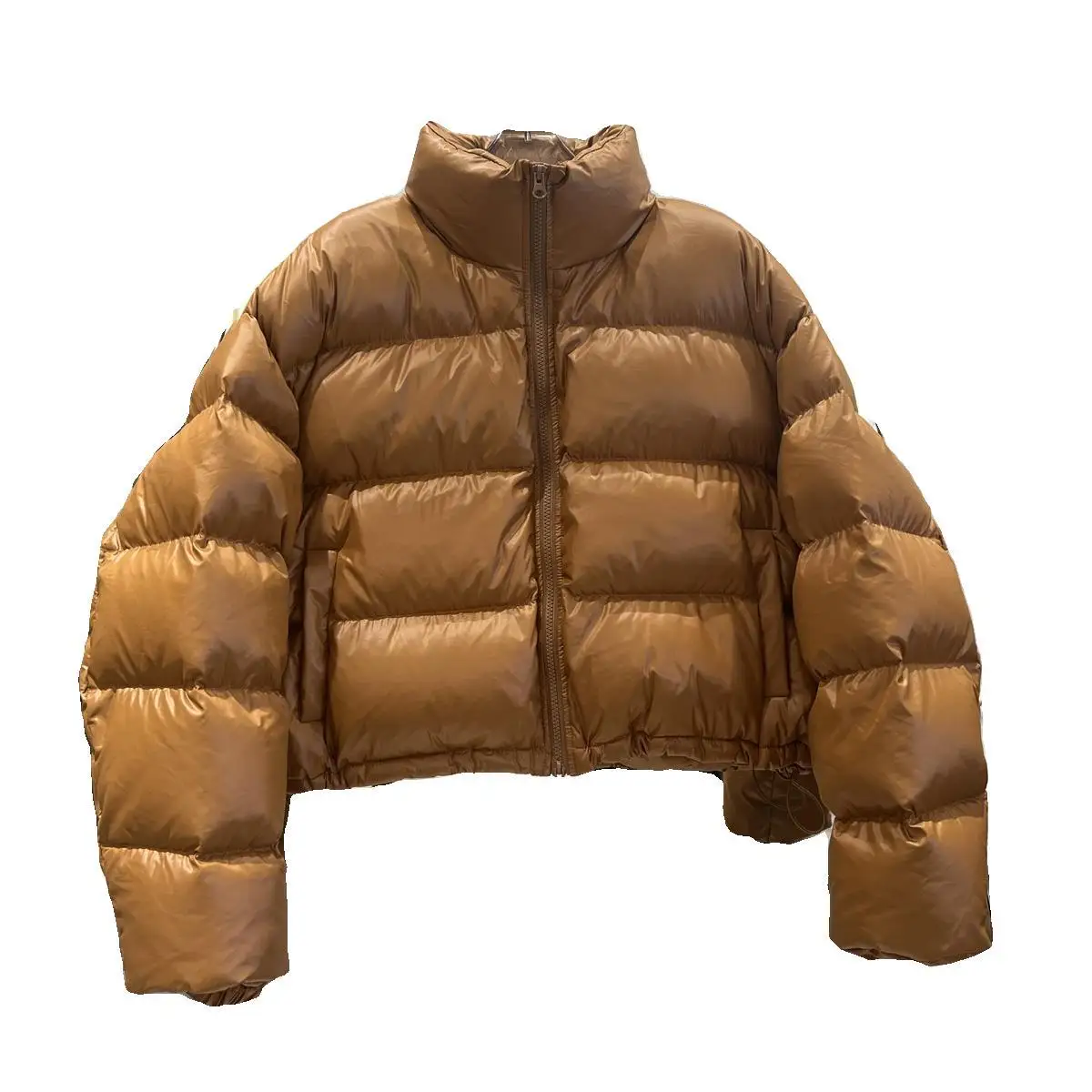 معطف موضة دافئ الوقوف طوق فضفاض بلون المرأة أسفل سترة 2025 الشتاء الأبيض بطة أسفل قصيرة المرأة أسفل سترة #4