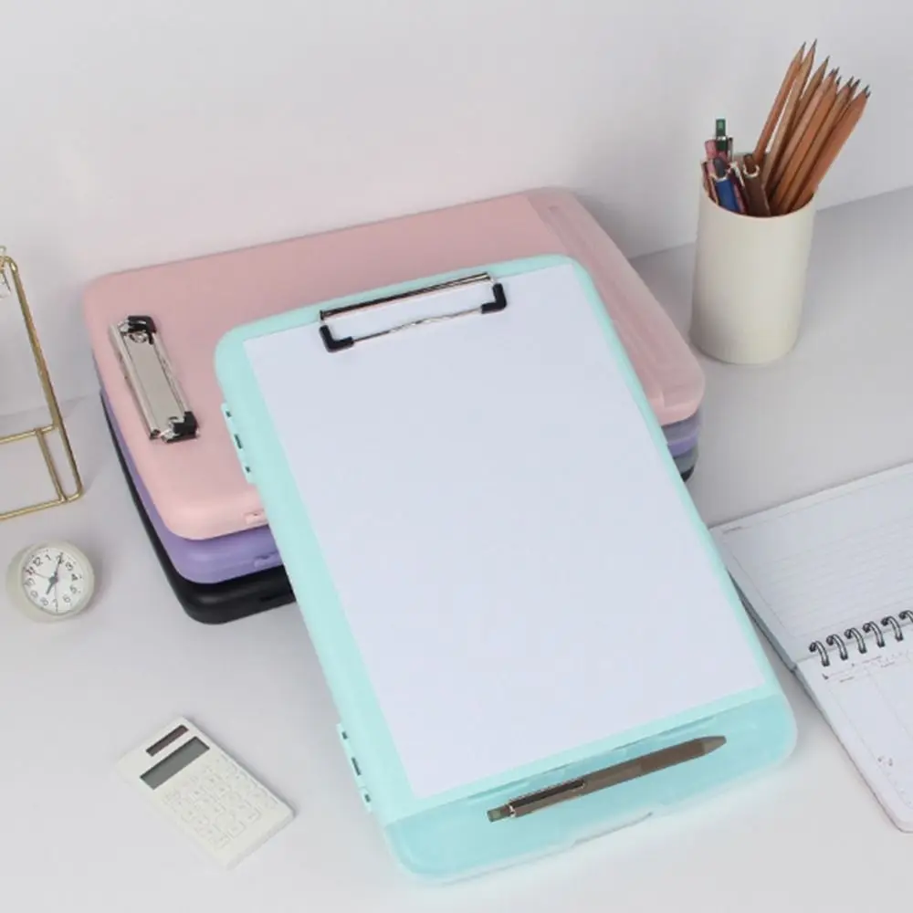 A4 File Clipboard Box With Pen Holder with Board Clip a4 Binder Writing Board Enclosed High Capacity File Storage Organizer Work