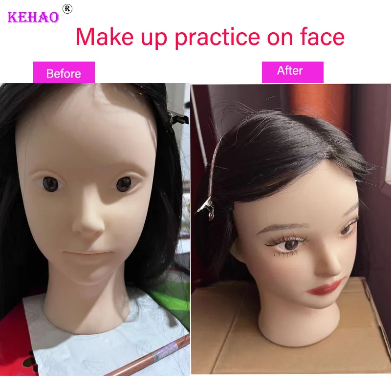 Training Head Kit For Hairstyles Mannequin Head With 100% Synthetic Hair Dressing Head Doll  With Clamp Wig Stand Tripod