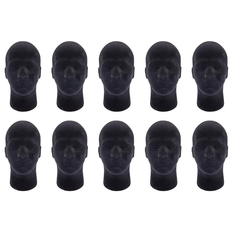 

PORK-10X Мужской пенопластовый манекен Манекен Голова Модель Парики Очки Кепка Стенд Черный