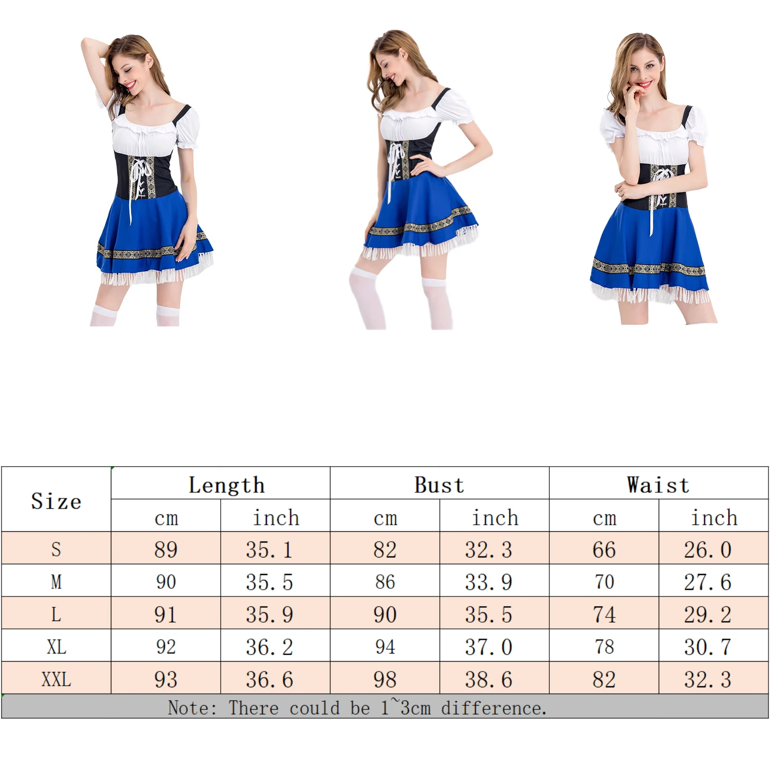 German traditional clothing, Oktoberfest plaid shirt, women's solid color Munich festival costume, ball - view 6