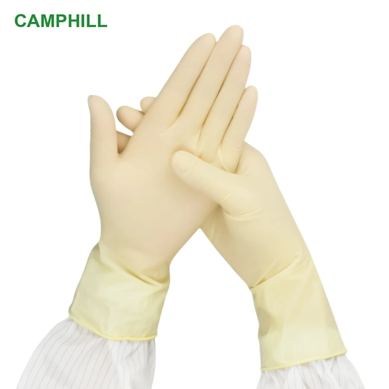 Wholesale 9-inch purification powder free smooth latex gloves biological, optical industry clean rooms disposable latex gloves