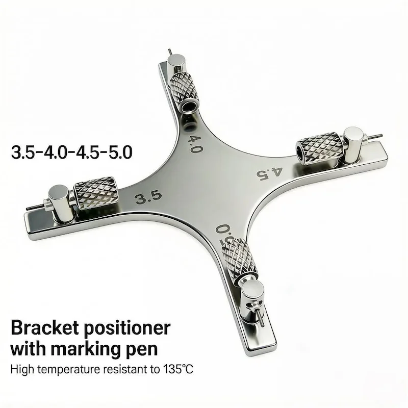Professional Stainless Steel Orthodontic Bracket Gauge -Cross-Type Positioning Tool for Braces Alignment