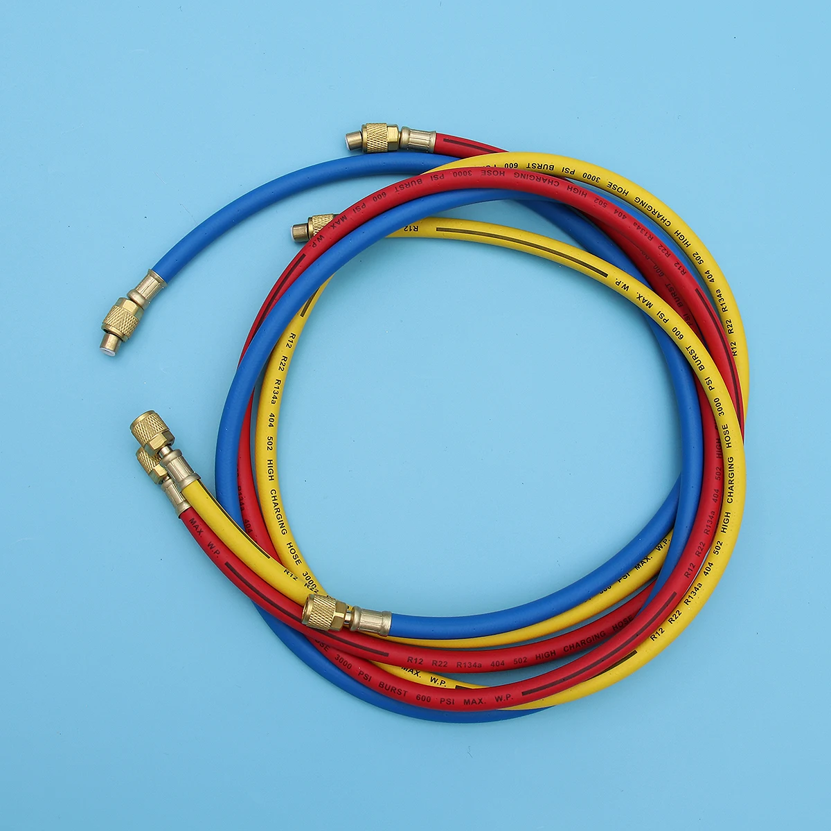 

60 " Three-color Tube 1/4"SAE Charging Hose Hoses 60" 600 PSI W/Shut HVAC R410a