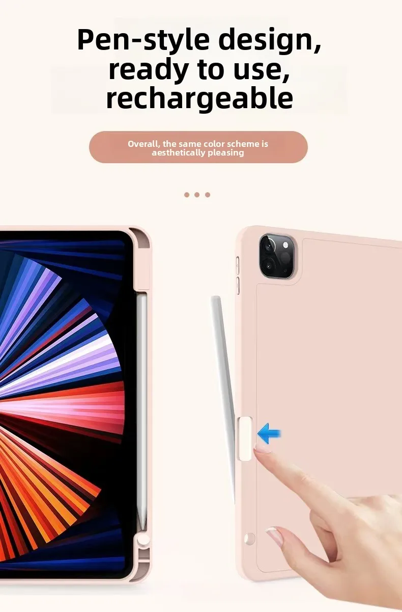 TPU Silikon Tri-Fold Hülle mit Stifthalter für iPad Pro 11 Air 11 Mini 6/7 10.2 – Detail 4