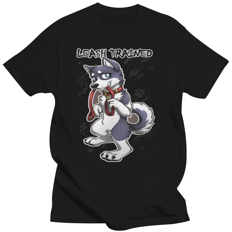 Fashion Cool Men T shirt Women Funny tshirt Leash Trained - Dark Blue Husky Customized Printed T-Shirt