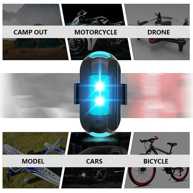 Luce di avvertimento per moto a LED 7 colori Mini Drone Luce stroboscopica Segnale anti-collisione Lampada posteriore per bici Lampada notturna