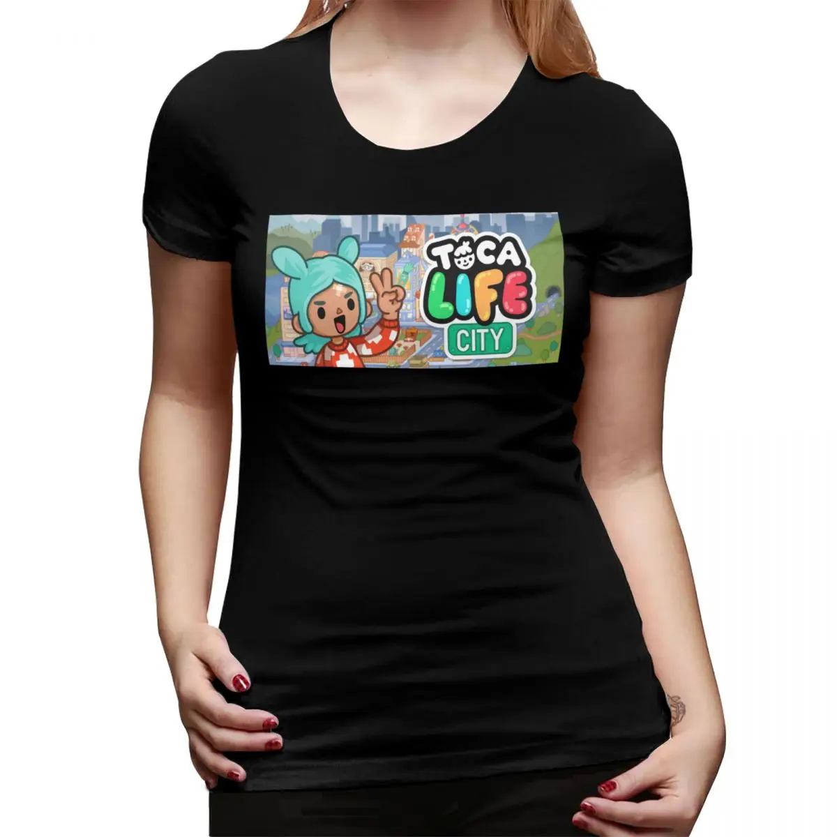 Toca Life Box Toca Boca, camiseta bonita de juego para mujer, ropa de calle con cuello redondo, camisetas de manga corta para mujer, ropa de verano, Tops