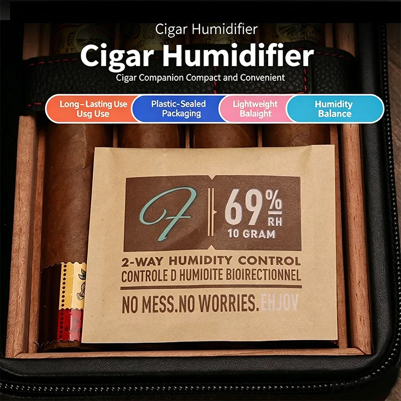 Humidificador para Cigarros, Control de Humedad 69% y 72%, Bolsas para Cigarros con Control de Temperatura Constante, Accesorios