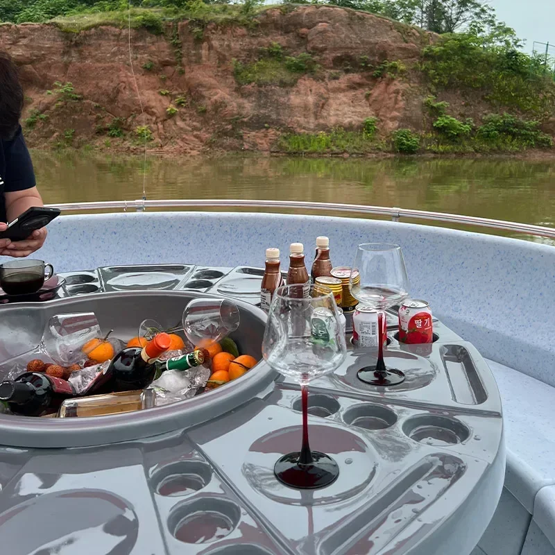 Electric Boat Water BBQ Boat 6-8 Seats Amusement Sports Leisure Water Amusement Facilities Water Park Cruise Boat