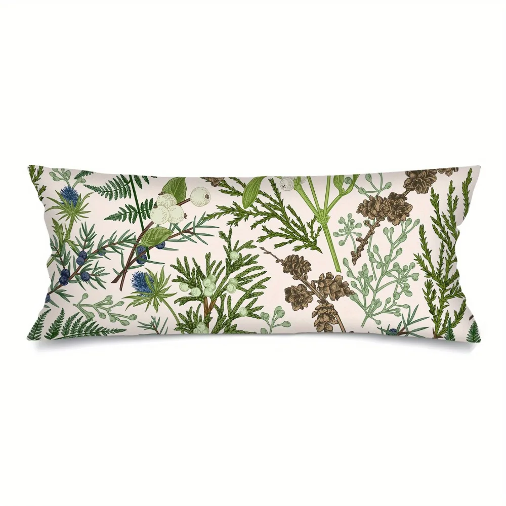 1 Green Wildflower Long Throw Pillow Cover | 20*54 inch, Zipper Closure, Machine Washable, 100% Polyester, Double-Sided Print, S
