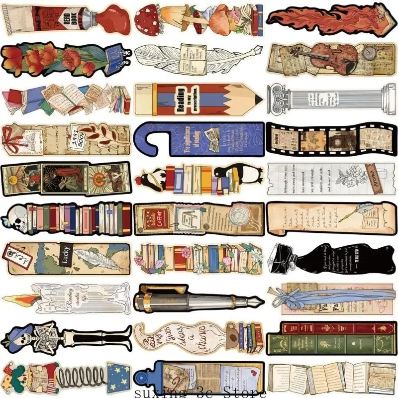 30 Sheets/Set Irregular Book Markers Retro Reading Page Markers Creative Bookmarks Paper Bookmarks for Book Reading