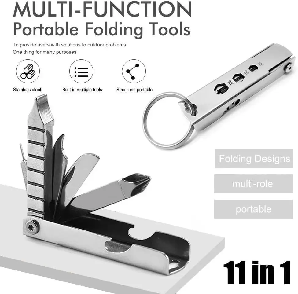 Portable Mini Stainless Steel Screwdriver Wrench Bottle Opener Combination Tool Set Outdoor Emergency EDC Repair Multitool - view 2