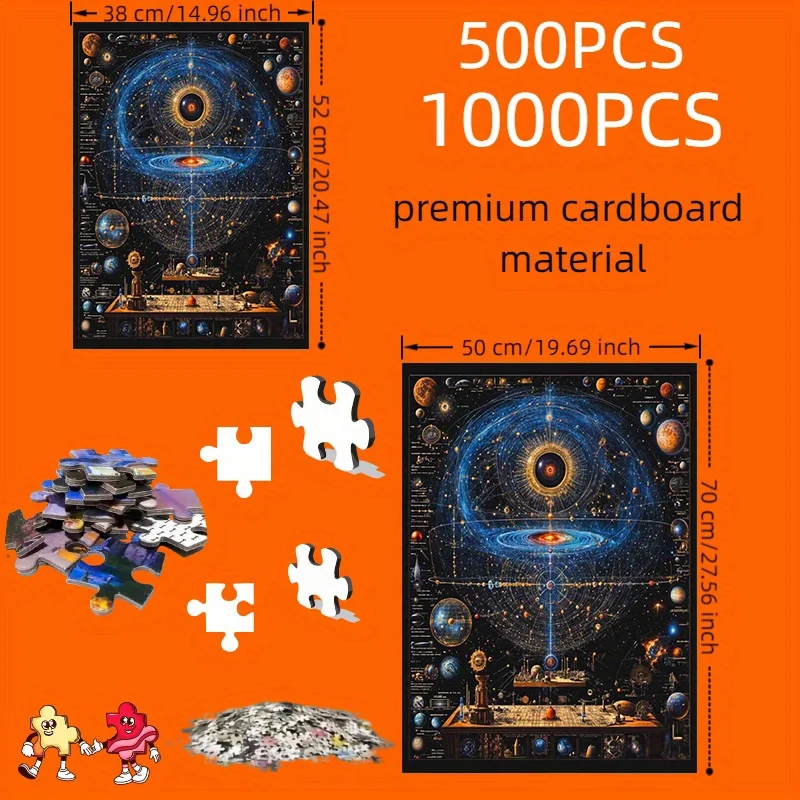 Rompecabezas cósmico de 1000 piezas para galaxia: escena espacial vibrante con planetas y estrellas, juego de 500 piezas o 1000 piezas, ideal para adultos y astronautas