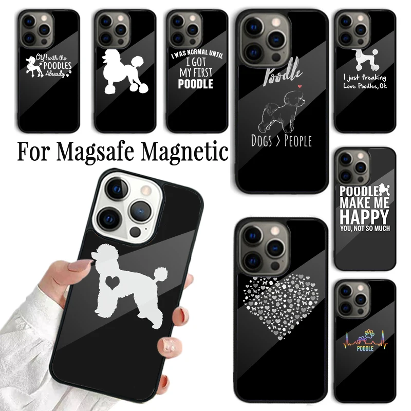 

Чехол для телефона для iPhone 16 15 14 13 12 Mini 11 Pro Max Plus Magsafe, магнитный чехол с беспроводной зарядкой, со смешным пуделем, для любителей собак