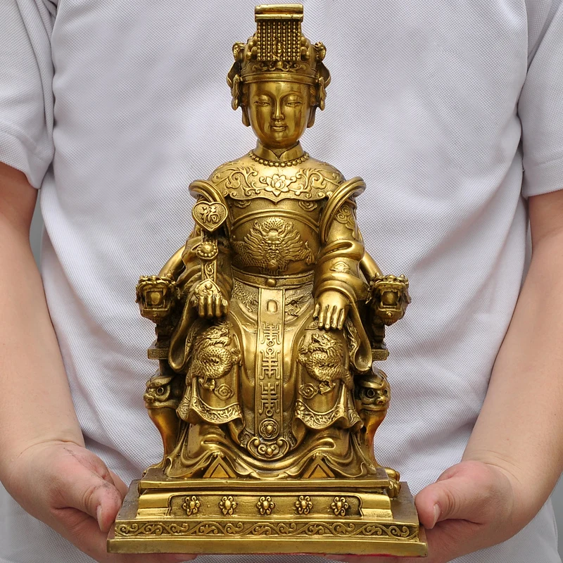 31CM # bless family Safety Health luck Talisman # office home shop efficacious Protection brass Sea God Mazu Guanyin statue