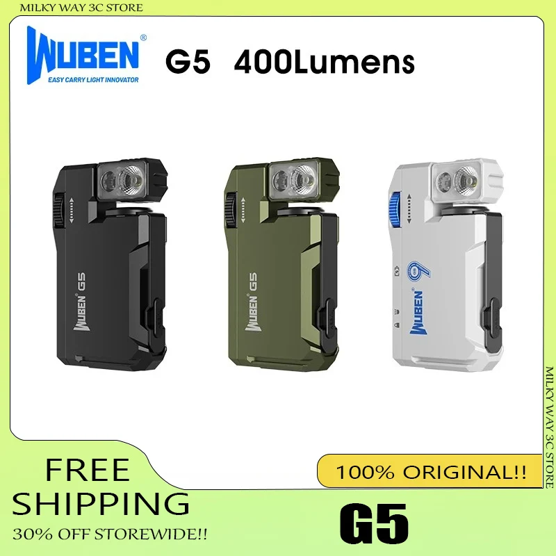 

Фонарик WUBEN G5 EDC, 400 люмен, портативный карманный мини-фонарь, водонепроницаемый, 180° ° Фонарик с вращающейся головкой и магнитным креплением
