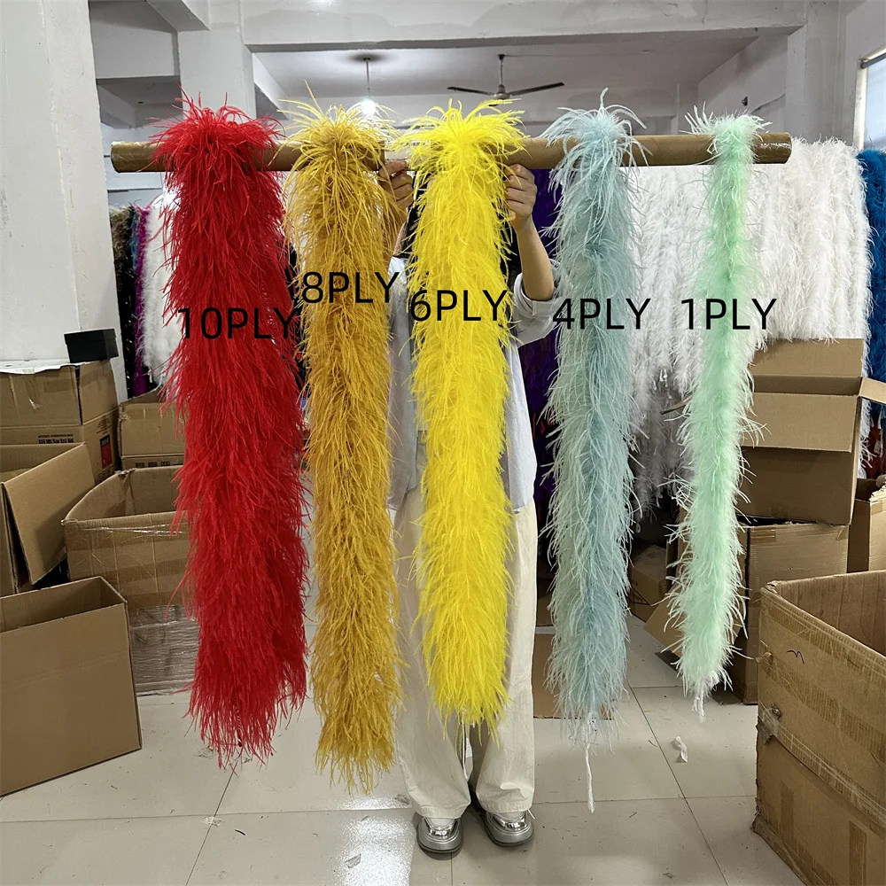 Customized Yellow Ostrish Feather Boa Fluffy Shawl Dress Decorations Diy Scarf Crafts 1-10PLY 2M Long boa feathers Plumes Decor