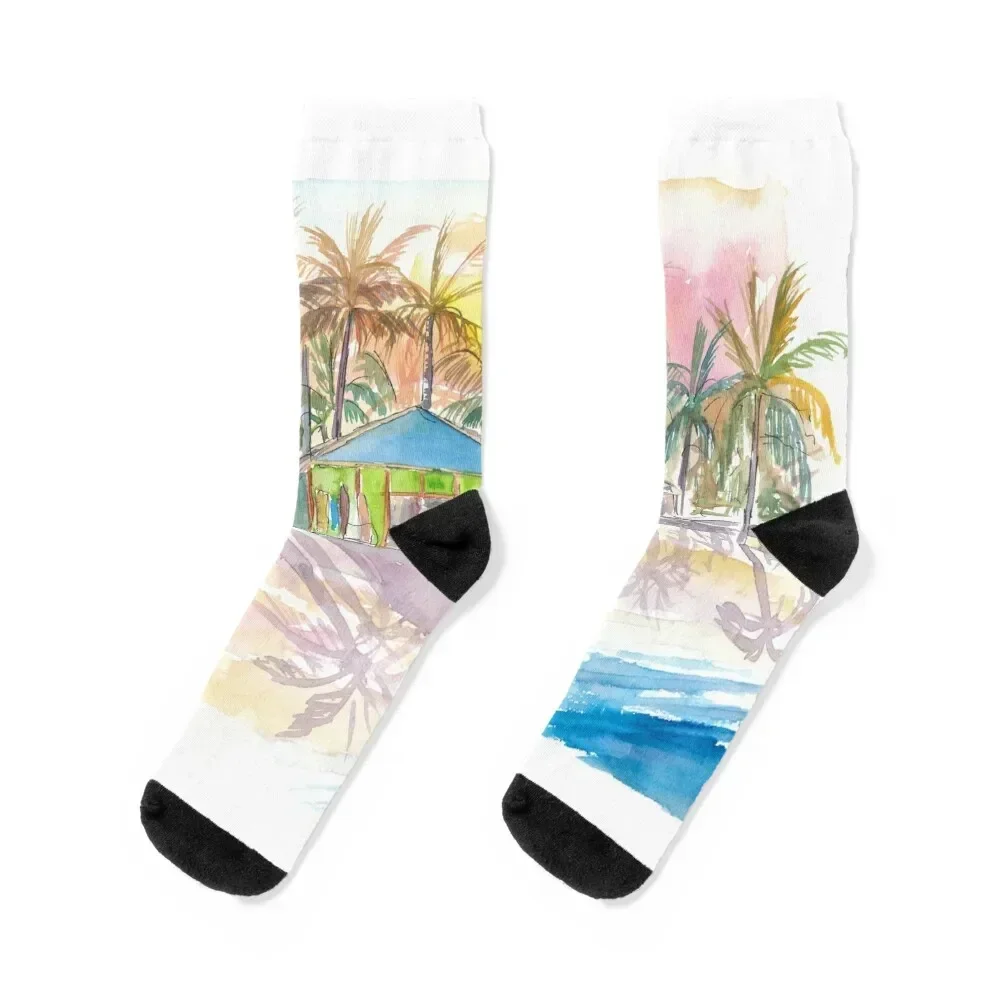 Dominican Republic Beach in Punta Cana with Shops Socks bright garter set Argentina Socks For Man Women's