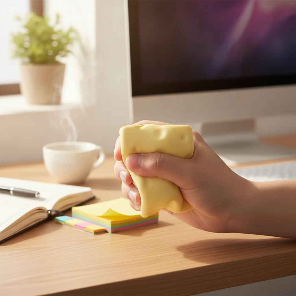 Shapeable Cheese Pinch Toy Squishy Texture Non-Bounce Cheese Cube Stress Ball Anti-Stress Cheese Squeeze Fidget Toy