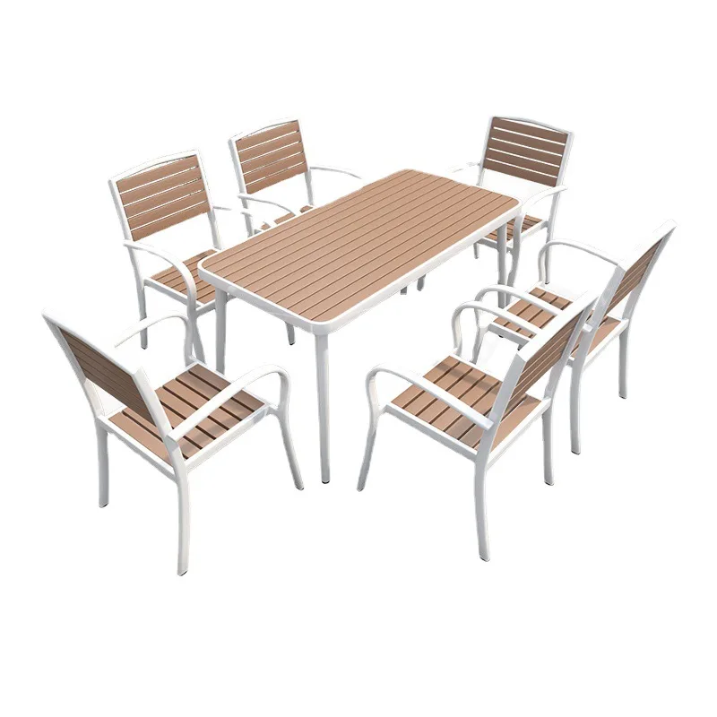 Premium spacious outdoor dining table for four, small terrace wooden dining table