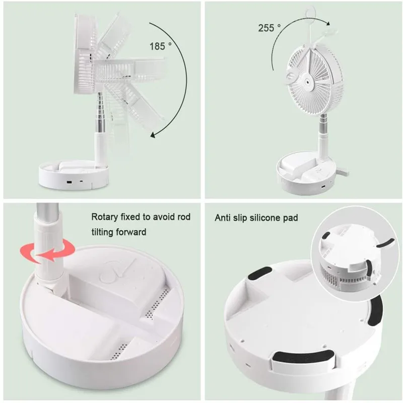 Máy Phun Sương Tạo Ẩm Phun Có Thể Gập Lại Kính Thiên Văn Quạt Di Động Lắc Đầu Quạt Đứng Điều Khiển Từ Xa Chiếu Sáng Quạt USB