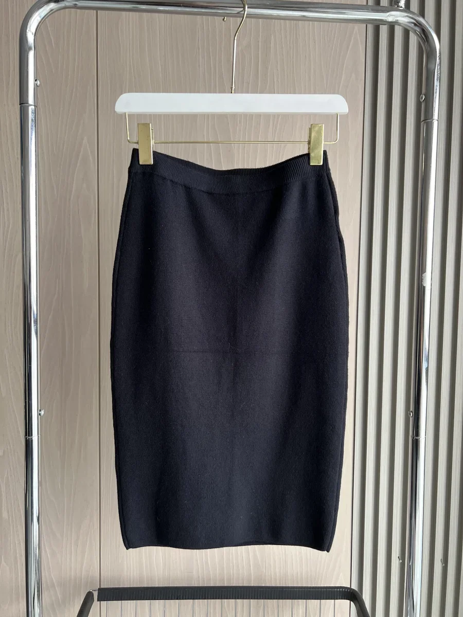 LIBIELIY Women's High-Waisted Knitted Half-Skirt Basic Stretch Knitted Pencil Skirt Workwear And Casual 3519005
