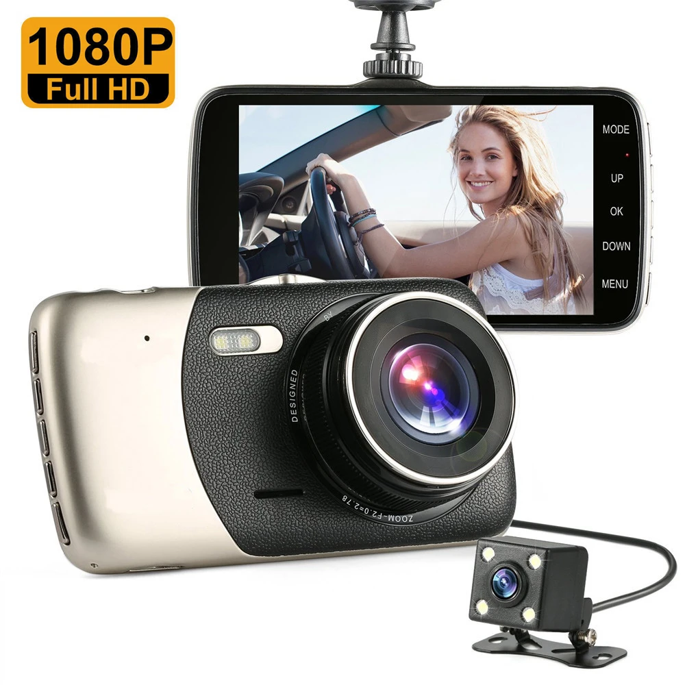 Dash Cam Dual Lens 1080P Full HD Vehicle Car Camera Car DVR Night Vision Rearview Drive Video Recorder Parking Monitor Black Box