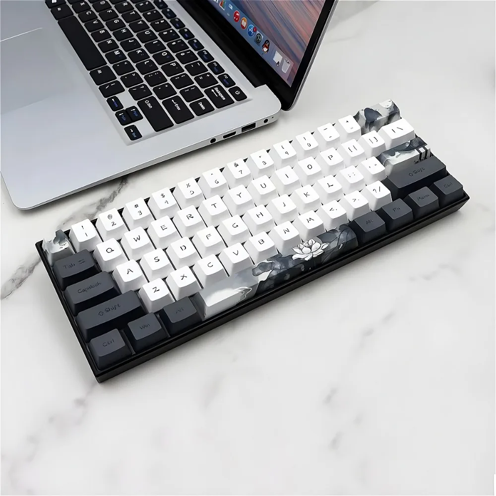 Lotus theme, keycap PBT 140 key OEM for MX switch, mechanical keyboard for gaming