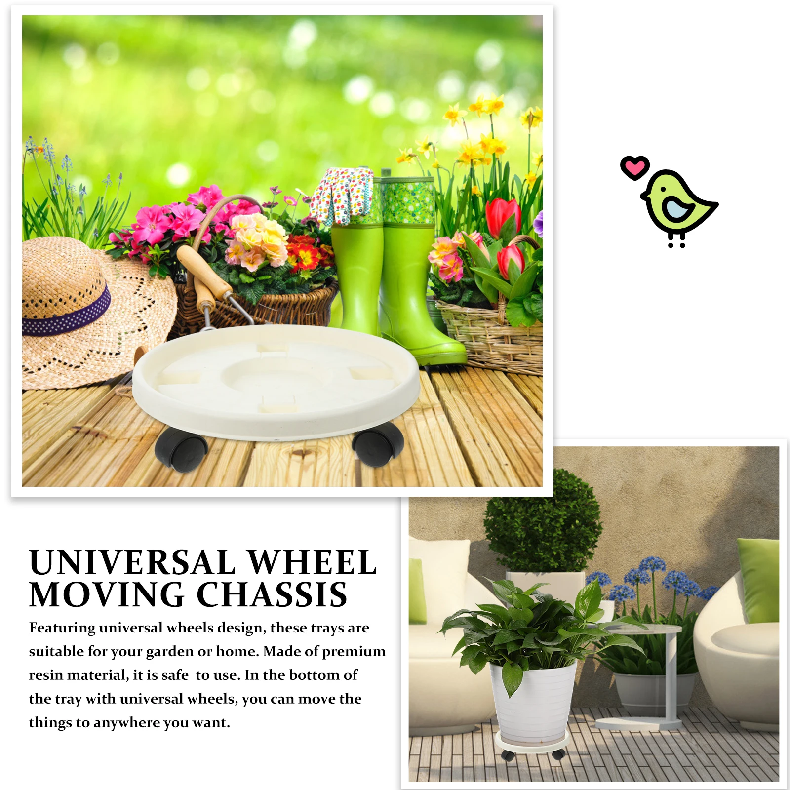 

Universal Flowerpot Base Movable Resin Tray With Smooth Wheels Heavy Duty Plant Pot Holder For Indoor Outdoor Use Bonsai