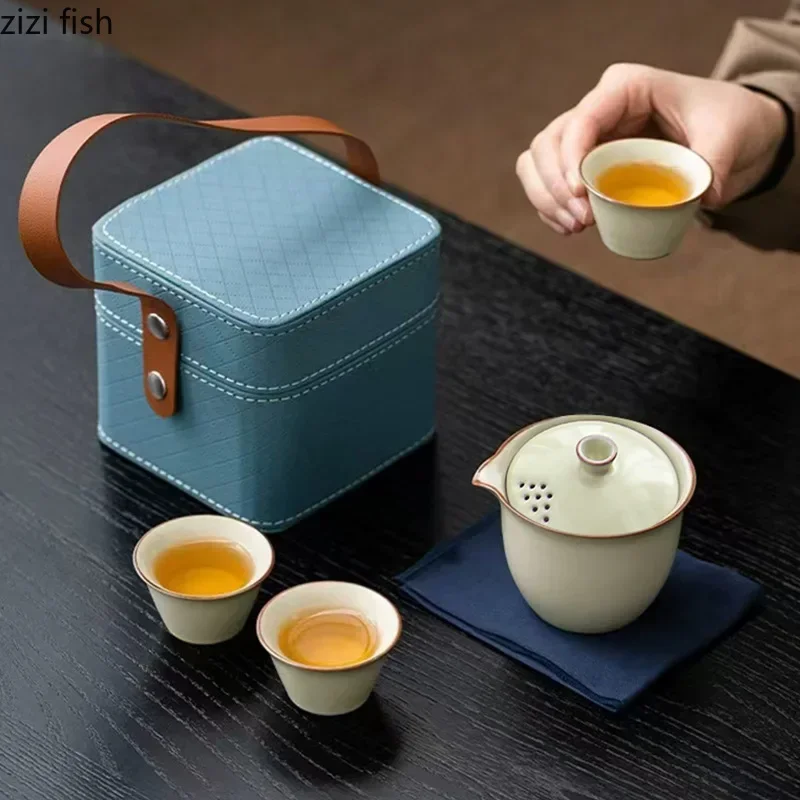 Travel Ceramic Tea Set Teas Infuser Portable Kung Fu Tea Set Filter Pot Kettle Teapot Teacup Teas Brewing Utensils Teaware Sets