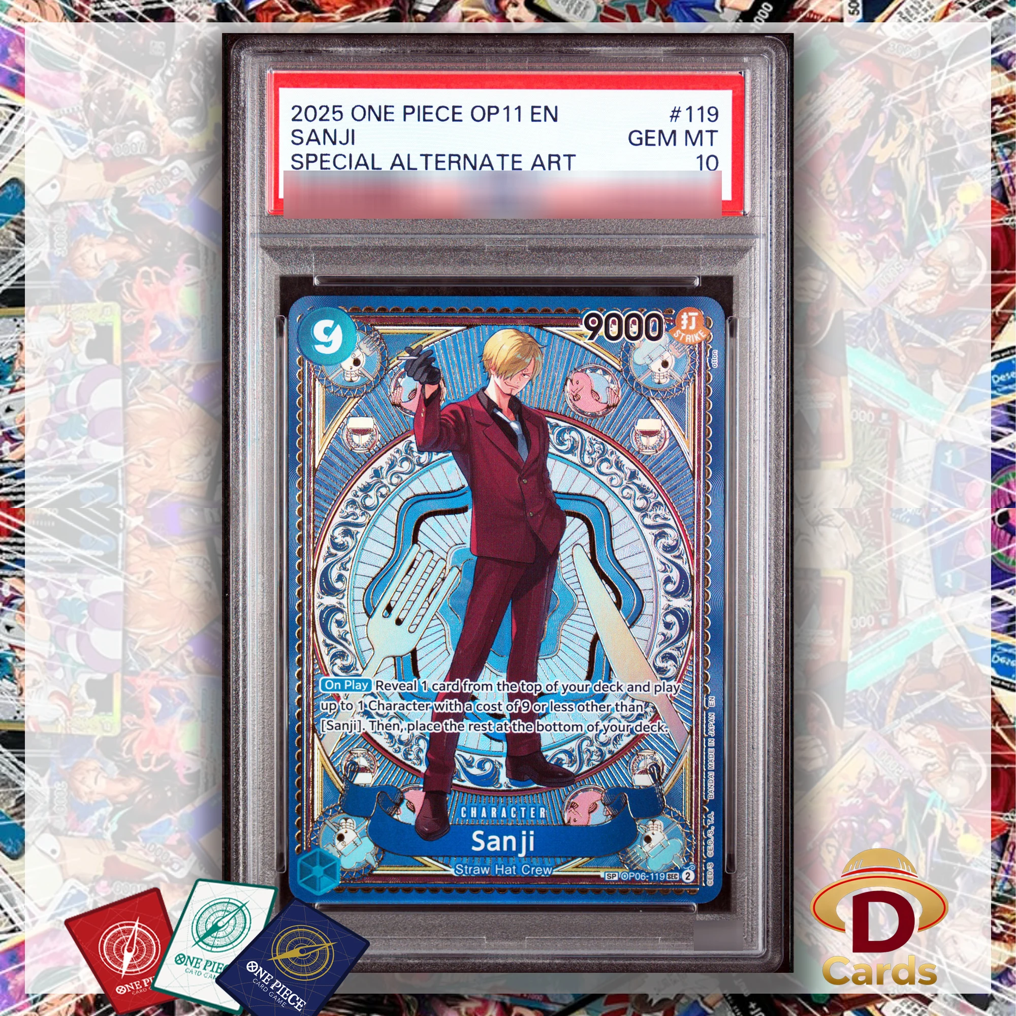 

Sanji OP06-119 One Piece Character Card Special Art Series Rarity SEC SR P/S/A10 GEM MT10 Card Game Anime Proxy Foil Cards
