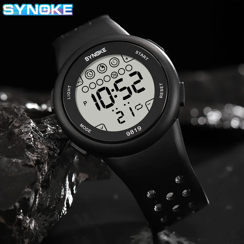 SYNOKE Men Digital Watch Sports Watches Timing Function Alarm Clock Waterproof 50M Digital Watch Military Clock Large Screen