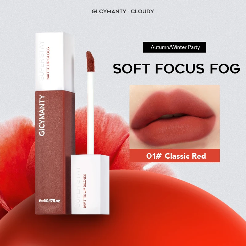 GICYMANTY Matte Velvet Lip Gloss Sexy Red Long Lasting Waterproof Non-stick Cup Lipstick Makeup