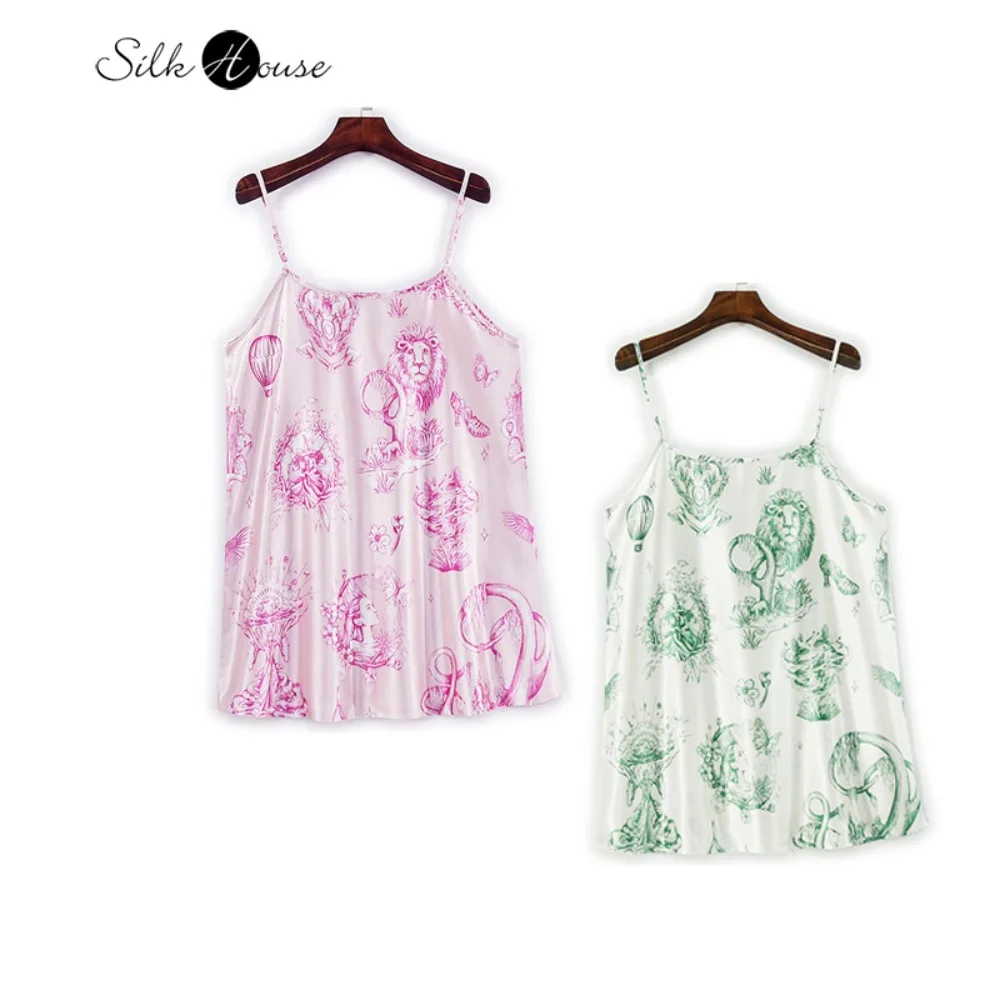 

Women's Summer Casual New Adjustable Sexy Extended 100% Natural Mulberry Silk Plain Satin Printed Strap