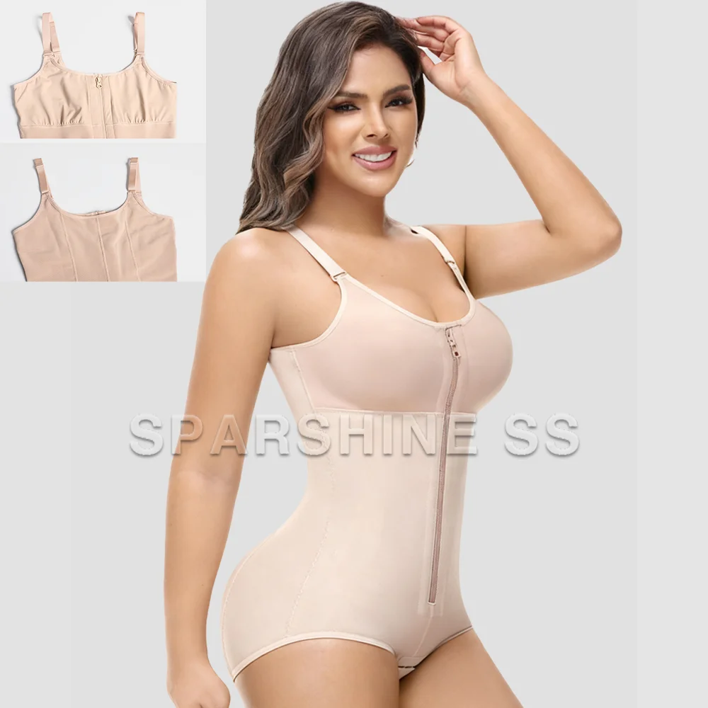 

Seamless Shapewear Bodysuit with Zipper Abdomen Control Butt Lifter Slimming Nylon Fabric Breathable Corset Open Crotch Bodysuit