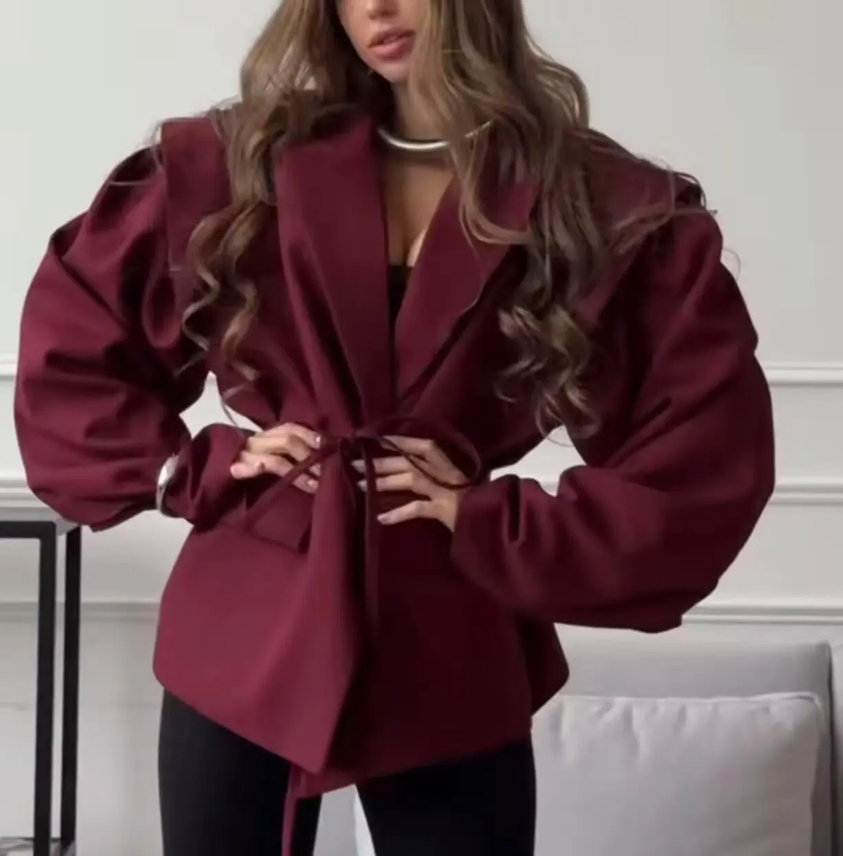 

2025 Women's Loose Turn-down Collar Double Breasted Long Sleeve Suit Jacket Casual Female Fashion Outerwear Coat