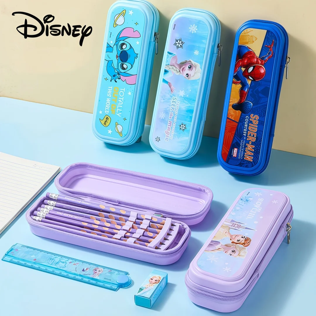 Estuche para lápices de Disney con diseños de dibujos animados: Frozen, Elsa, Stitch, Spider-Man. Gran capacidad, resistente a la presión, impermeable. Bolsa para bolígrafos, caja de almacenamiento de material escolar para niños y estudiantes.
