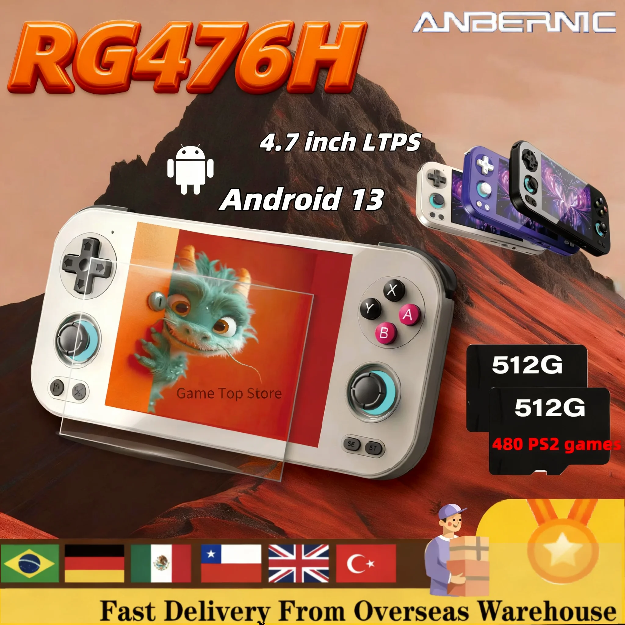 Anbernic RG 476H RG476H Retro Handheld Game Console Android 13 Unisoc T820 4.7 Inch Touch Screen Video Games Player PSP PS2 NEW
