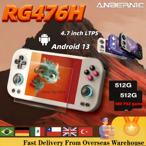 Anbernic RG 476H RG476H Retro Handheld Game Console Android 13 Unisoc T820 4.7 Inch Touch Screen Video Games Player PSP PS2 NEW