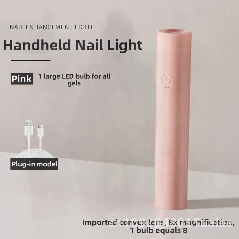 Tragbare tragbare Nail-Art-Phototherapie-Lampe, schnell trocknende kleine Maschine zum Backen im Nagelstudio – wiederaufladbar, Rosa/Weiß/Grün