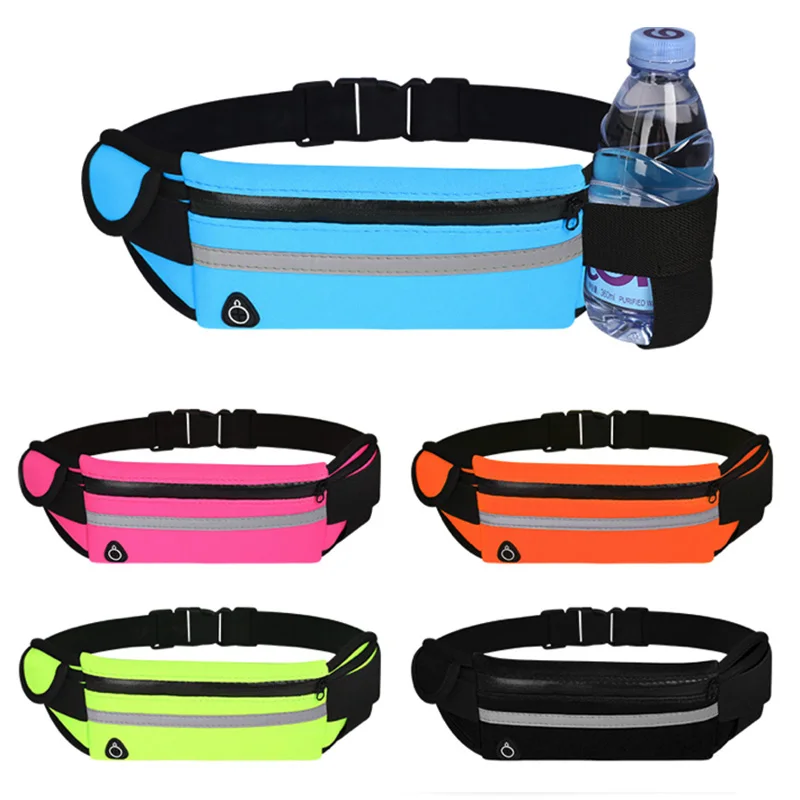 Running Belt Waist Bag with Water Bottle Holder Sports Fanny Pack Women Men Hydration Phone Holder Pouch