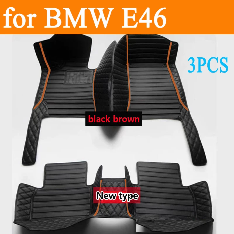 Custom Automotive Car Floor Mats For BMW E46 1998 1999 2000 2001 2002 2003 Auto Luxury Leather Men Women Car Mats Full Coverage