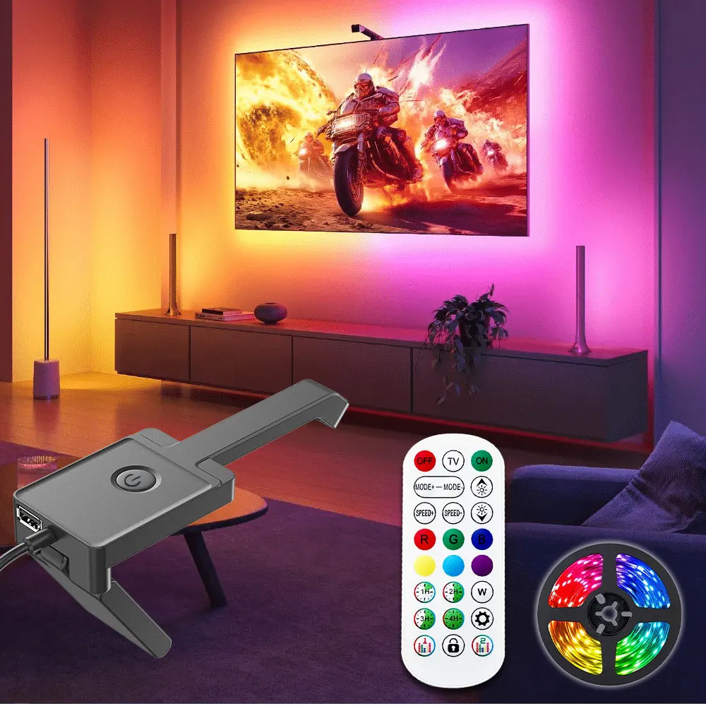 TV LED Lights 5V USB Music Color Controller LED String Monitor TV Backlight Strip Home Decor Gaming Accessories Universal Lamps
