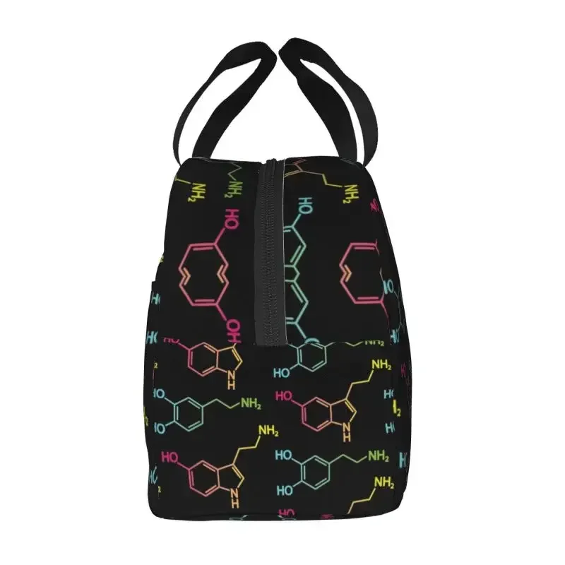 Serotonin And Dopamine Biology Thermal Insulated Lunch Bag Women Science Chemistry Laboratory Lunch Tote Multifunction Food Box