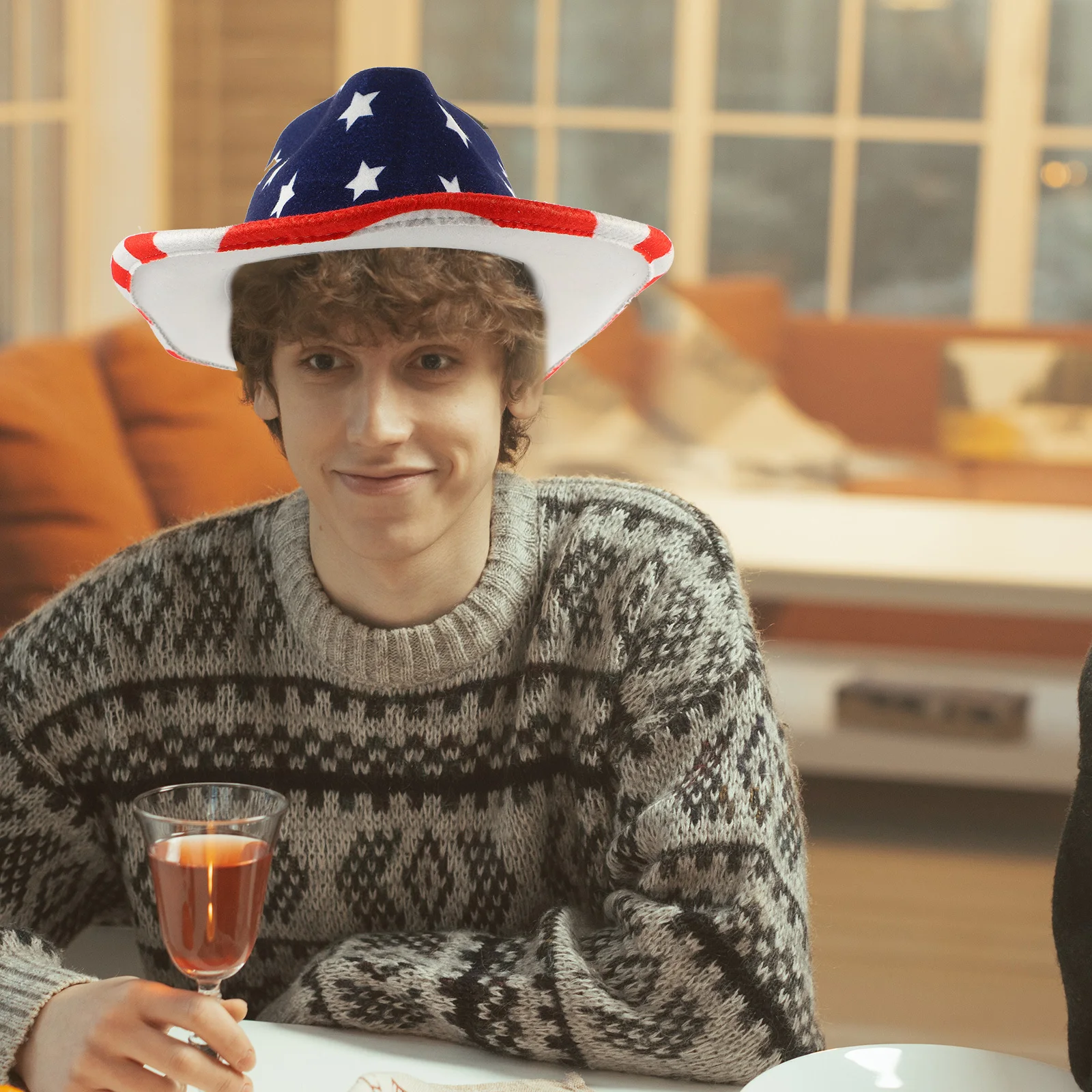 1 szt. Kapelusz kowbojski z motywem flagi amerykańskiej, lekki, patriotyczny dodatek na Dzień Niepodległości, 4 lipca, imprezę w stylu western.