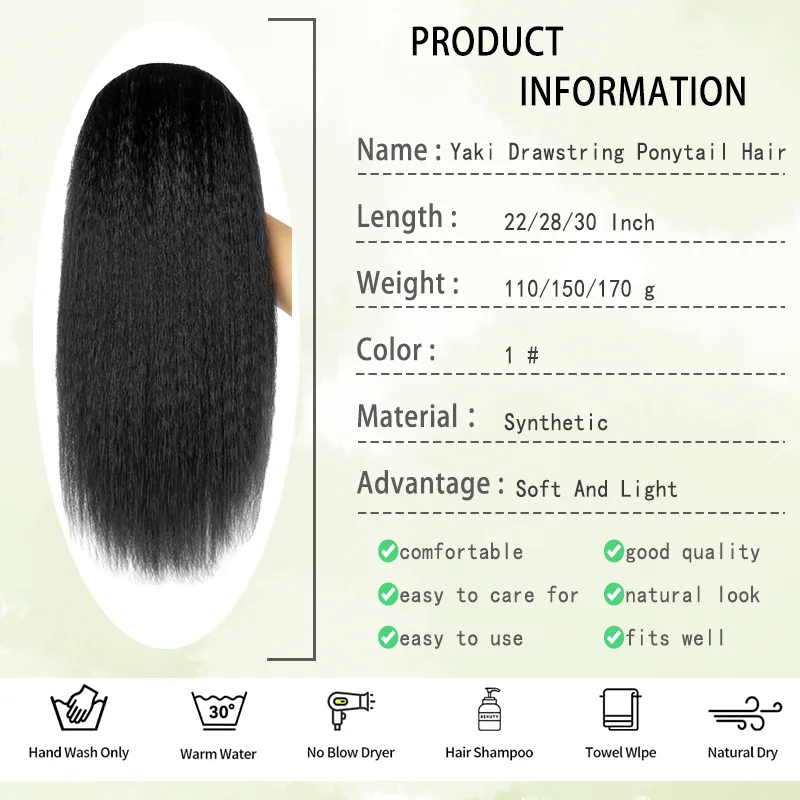 22/28/30 inch Long Kinky Straight Wig Wear and Go Glueless Wigs Pre Plucked Pre Cut Yaki Synthetic Wigs for Black Women