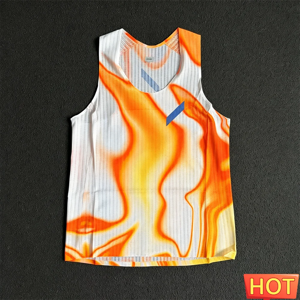Men's Gradient Quick Dry Running Vest Lightweight Marathon Sleeveless T-Shirt Summer Fitness Shirt Tank Top