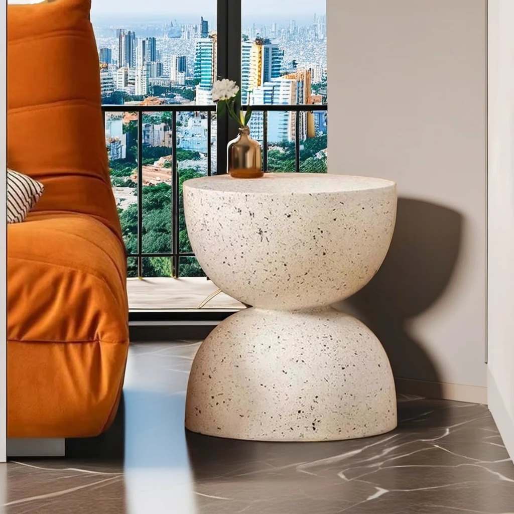 

Hot-selling modern side coffee table round side stool white unique console side table