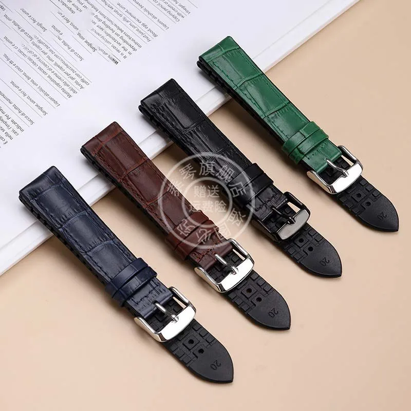 19MM 20MM 21MM 22MM Cowhide With Rubber Watch Strap For Casio MDV-106 MTP-VD01 Watch Band Waterproof And Sweat Resistant